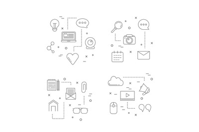 Vector line blog icons infographic concept illustration