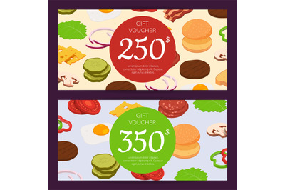 Vector burger ingredients discount voucher or gift card