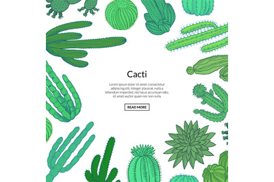 Vector hand drawn wild cacti