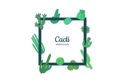 Vector hand drawn desert cacti plants frame banner