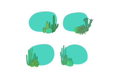 Vector hand drawn desert cacti plants illustration