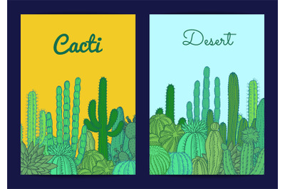 Vector cacti plants card or flyer