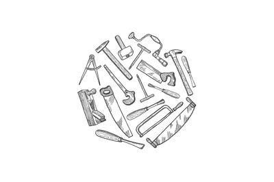 Vector hand drawn carpentry elements illustration