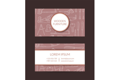 Vector hand drawn woodwork elements business card