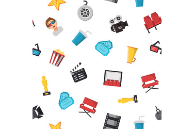 Vector flat cinema icons pattern or background illustration