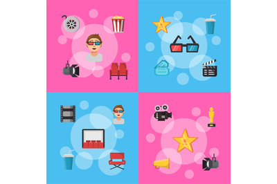 Vector flat cinema icons infographic concept illustration