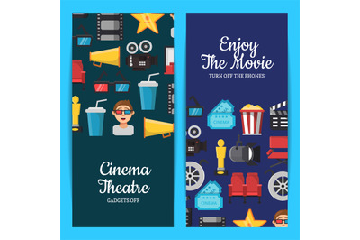 Vector flat cinema icons web banner templates illustration