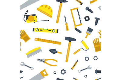 Vector flat construction tools pattern or background illustration