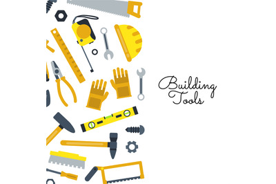 Vector flat construction tools. Building Elements Pattern