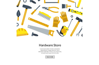 Vector flat construction tools background illustration