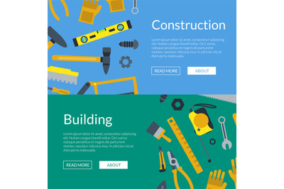 Vector flat construction tools web banner illustration