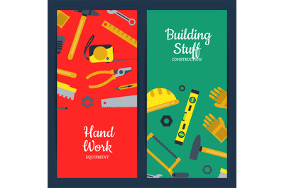 Vector flat construction tools web banner templates illustration