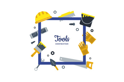 Vector flat construction tools frame with place for text illustration