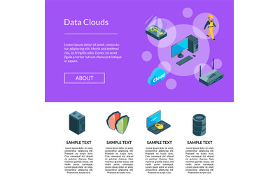 Vector electronic data center icons