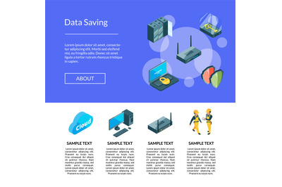 Vector electronic system of data center icons page