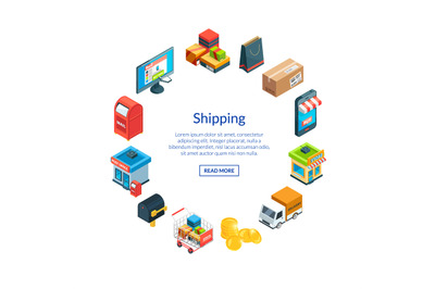 Vector isometric shipping and delivery icons