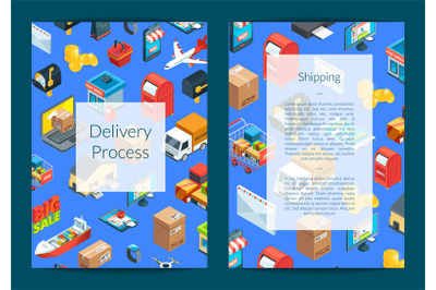 Vector isometric shipping and delivery icons