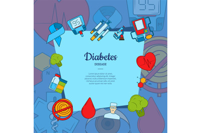 Vector colored diabetes icons background with place text