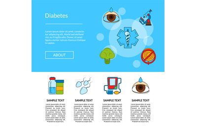 Vector colored diabetes icons web banner design