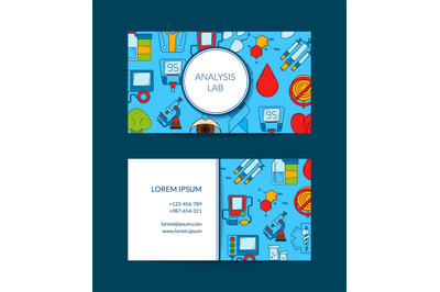 Vector colored diabetes icons business card template