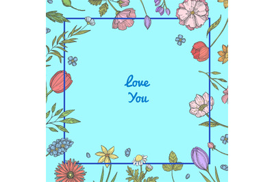 Vector hand drawn flowers background illustration banner