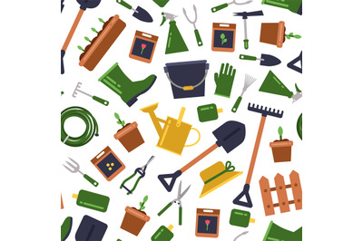 Vector flat gardening icons pattern background illustration