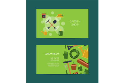 Vector flat gardening icons business card