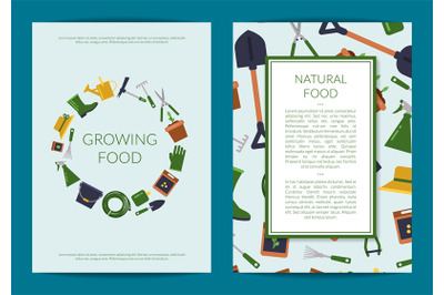 Vector flat gardening icons card or flyer