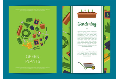 Vector flat gardening icons card or flyer template illustration