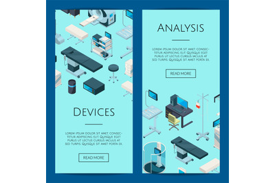 Vector isometric hospital icons web banner illustration