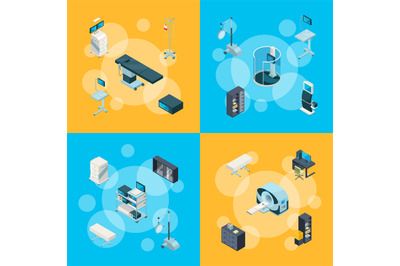 Vector isometric hospital icons infographic concept illustration