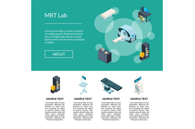 Vector isometric hospital icons landing page template illustration