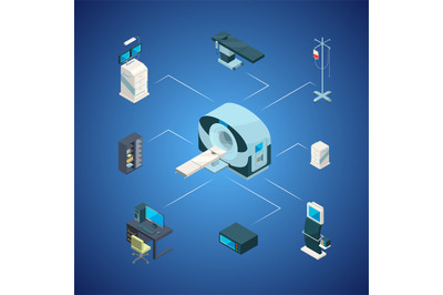 Vector isometric hospital icons infographic illustration