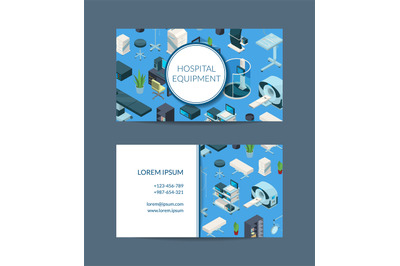 Vector isometric hospital icons business card