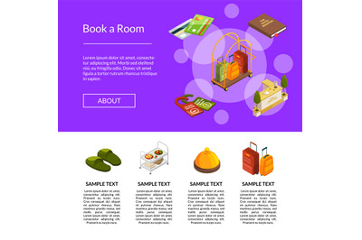 Vector isometric hotel icons template