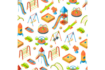 Vector isometric playground objects background or pattern illustration