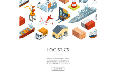 Vector isometric marine logistics and seaport