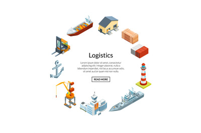 Vector isometric marine logistics