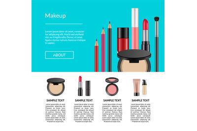 Vector realistic makeup elements website page template