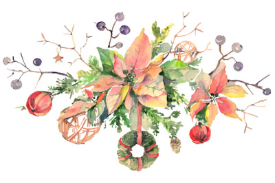 Christmas bouquet freezing day Watercolor png