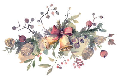 Christmas bouquet Winter joy Watercolor png