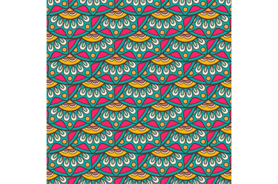 Ethnic doodle seamless pattern in retro colors