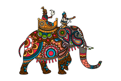 Indian maharajah on the elephant colored