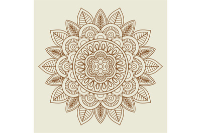 Hand drawn floral rosette in vintage colors