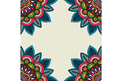 Indian doodle floral corners frame