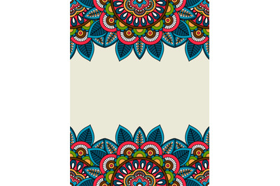 Indian doodle floral frame vertical