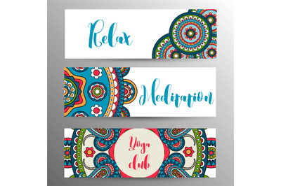 Horizontal mandala ornament banner