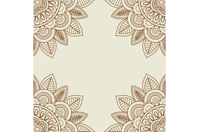 Indian doodle mehendi frame in vintage colors