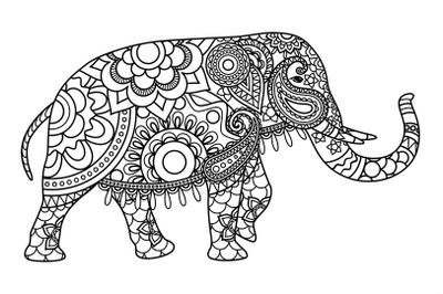 Indian elephant coloring pages template