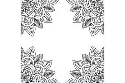 Indian floral frame for coloring pages book